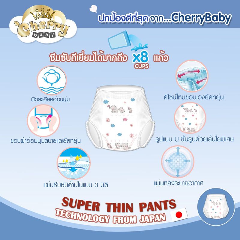 Cherry Baby รุ่น  Small แบบเทป - แบบกางเกง   ยกลัง 3 ห่อใหญ่