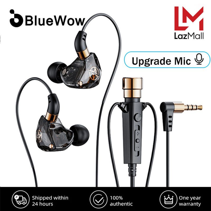 BlueWow KT02 Lavalier ไมโครโฟนพร้อมหูฟังแบบพกพามินิคลิปปกไมโครโฟนสำหรับบันทึกการบันทึกวิดีโอการถ่ายทอดสดVloggingคลาสออนไลน์ฯลฯ