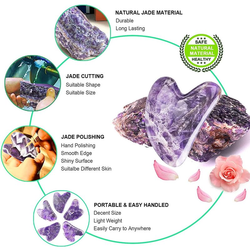 💕Beauty Must Have💕แจกน้ำมันหอมระเหย🎁🎁กัวซา ที่นวดหน้า Amethyst กวซานวดหน้า เครื่องนวดหน้า หินนวดหน้า ลูกกลิ้งนวดหน้า หินกัวซา Gua Sha Jade Roller นวดหน้าเรียว ดูแลผิวหน้า กระชับรูขุมขน ลดริ้วรอย ช่วยลดบวม ขอบตาเรียบเนียน สำหรับนวดยกกระชับใบหน้า