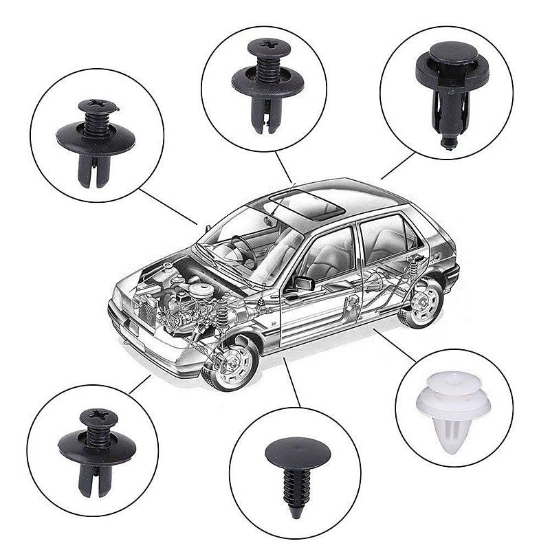 หมุดพลาสติกรถยนต์ รถยนต์ หมุดยึดกันชน 6ขนาด100 ชิ้น รุ่น HE 26 ดตกแต่ง Fastener หมุดรถยนต์ หมุดพลาสติก + เครื่องมือ