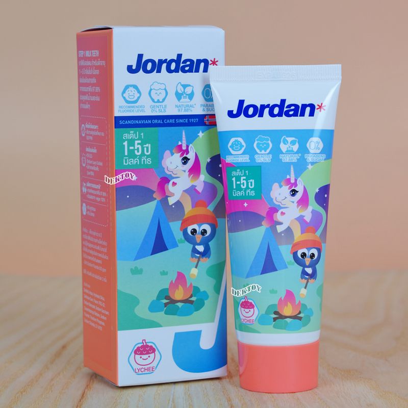 Jordan จอร์แดน ยาสีฟันเด็ก 75 กรัม 1-5 และ 6-12 ปี Fluoride 500 PPM