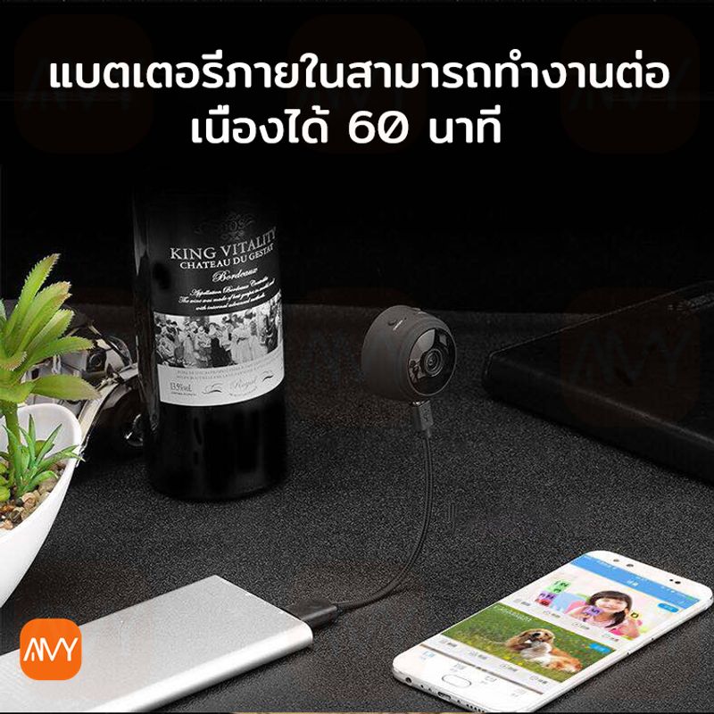 Amy Mall กล้องวงจรปิด ดูผ่านมือถือ wifi 1080P HD กล้องจิ๋วแอบดู กล้องวงจรปิดจิ๋ว ไร้สาย ติดตั้งง่าย