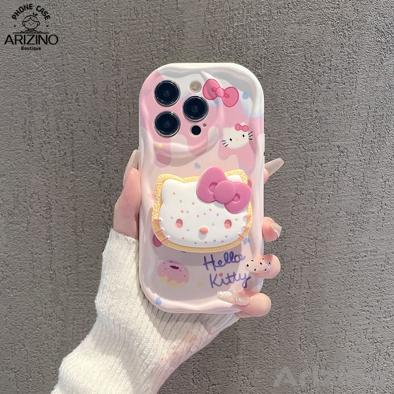 เคสโทรศัพท์ OPPO A57 A58 4G A78 A38 A18 A60 A98 A79 A77S A55 A17 A17K A16 A15 A54 A95 A96 A76 A12 A3S A7 A5S A74 A94 A93 Reno 4F F9Pro A9 2020 การ์ตูนสีชมพูคิตตี้ฐานรองเค้กเคสป้องกันโทรศัพท์ตก