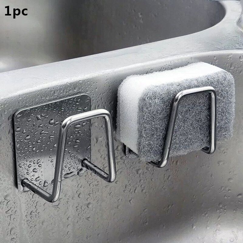 JIANG Kitchen Stainless Steel Sink Sponges Holder Self Adhesive Drain Drying Rack