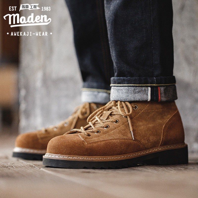 Maden  men's wear coweide men's shoes new autumn retro style British style short boots all matching brown men's shoes Smoke