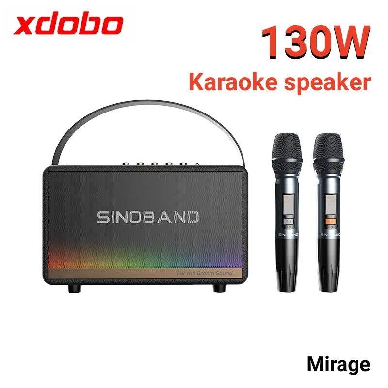 XDOBO 130W Mirage คาราโอเกะลำโพงบลูทูธไร้สายพร้อมไมโครโฟน 2 ตัวเสียงไฮไฟลำโพงเบสที่หนักแน่นลำโพงในร่มกลางแจ้งกันน้ำ