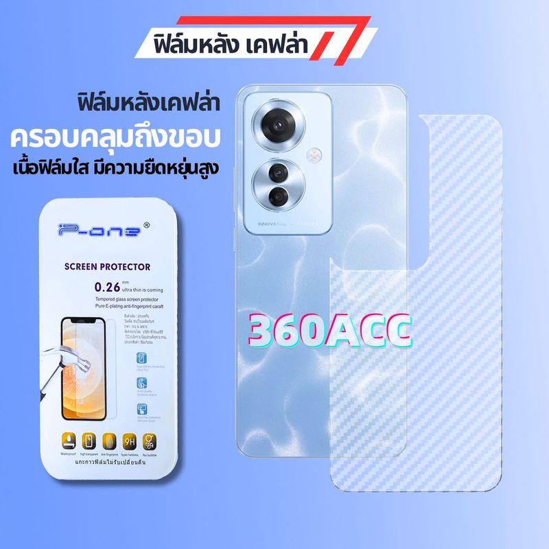 ฟิล์มกันรอยหลัง เคฟล่า oppo A37 A39 A57 A71 A77 A83 F1S A59 R9 F1 Plus  R9S R9S Plus F5 F7 R15 F9 R17 F11 F11 Pro A12 A15  A16