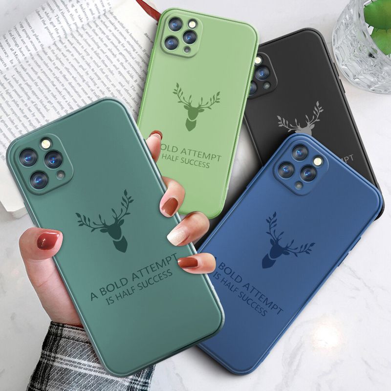 ใหม่Hontingaเคสมือถือ เคสโทรศัพท์ เคส iPhone X XR XS XS MAX Originalซิลิโคนนุ่มเหลวสแควร์Elk Deerที่ใช้ตกแต่งภายนอกReindeerคลุมทั้งหมดกล้องกันกระแทกปกหลังเคสโทรศัพท์ป