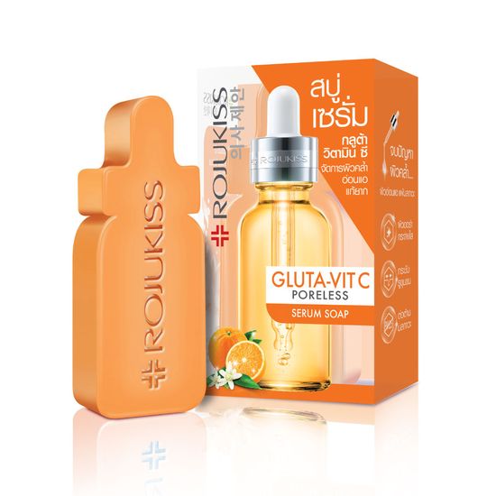 โรจูคิส กลูต้า-วิต ซี พอร์เลส เซรั่ม โซป 70 ก. Rojukiss Gluta Vit C Serum Soap 70 g ( สบู่ล้างหน้า สกินแคร์เกาหลี วิตามินซี สบู่เซรั่ม ทำความสะอาดผิวหน้า )