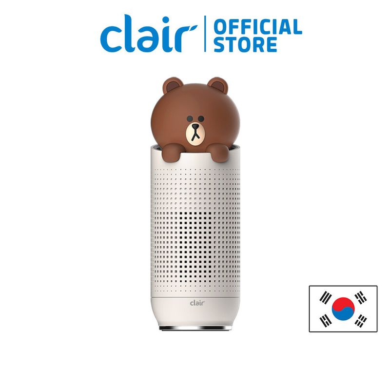 ★Clair x LINE FRIENDS★ Brown Portable Air Purifier เครื่องฟอกอากาศ with UV LED Sterilizer for Car Airplane Office Room HEPA Filter removes 99.9% Dust Smoke Odor with Activated Carbon Filter