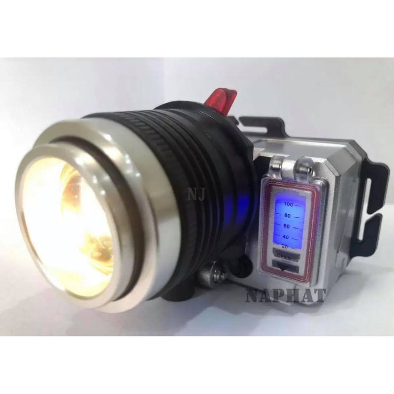 ไฟฉายคาดหัว PAE-5252 หลอด LED 80 W ไฟ 3 สี 3600 mAH (แสงสีขาว และสีเหลือง แสงสีน้ำเงิน) ลุยน้ำฝนได้ รับประกันสินค้า