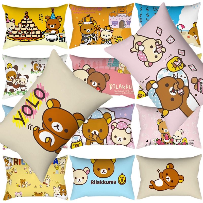 ปลอกหมอนโพลีอีสเตอร์พิมพ์ลาย rilakkuma ขนาด 30x50 ซม