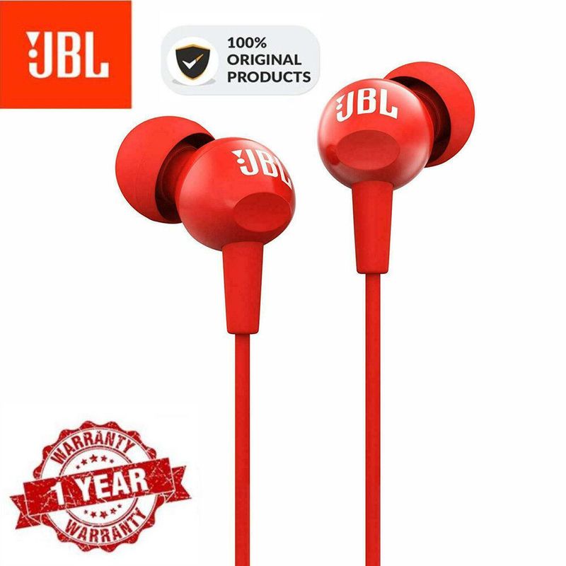 JBL C100Siเดิม 3.5 มิลลิเมตรแจ็คสายในหูหูฟังสเตอริโอกับHarmanบริสุทธิ์เบสเสียงเพลงกีฬาเล่นเกมชุดหูฟังพร้อมไมโครโฟนแฮนด์ฟรีสำหรับIos iPhoneและAndroid Huawei/Xiaomi/Oppo/Vivo/Samsung