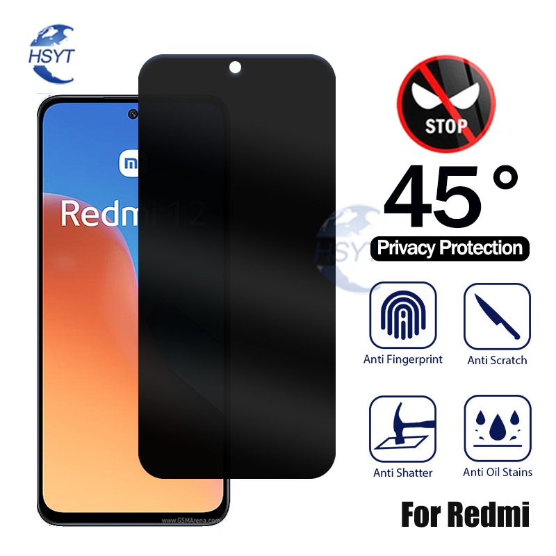 กระจกนิรภัยสำหรับ Xiaomi Redmi 13C 13 A3 12 A2 A2+ A1+ 12C A1 10A 10 10C 9T 9C 9A 8A 7A หมายเหตุ 13 12T 12S 12 11S 11 10 10S 9 9S 8 7 5G Pro Pro + Max 4G ป้องกันหน้าจอฟิล์มป้องกันการแอบดู