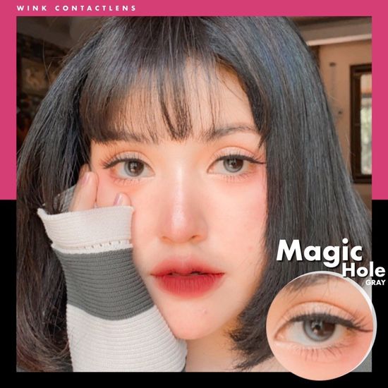 คอนแทคเลนส์  Magic Hole Brown / Gray (Wink Lens) ขนาดมินิ ✨ ลายพระจันทร์เสี้ยว ลายฮิต มาแรง!!! ขายดี