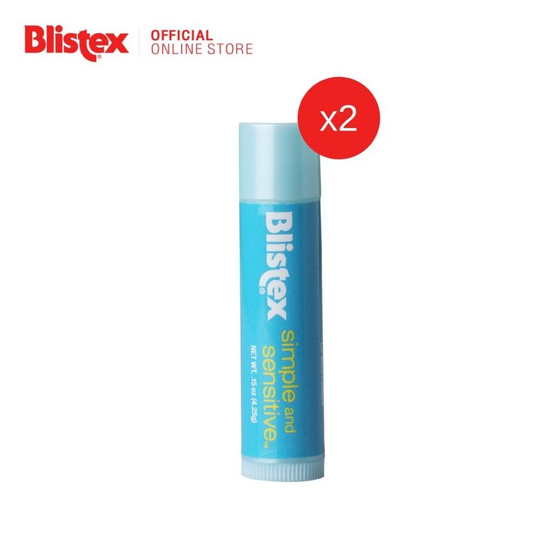 (แพ็ค 2) Blistex Simple And Sensitive Lip Balm ลิปบาล์ม สำหรับริมฝีปากบอบบาง แพ้ง่าย Quality from USA บลิสเทค 4.25 g