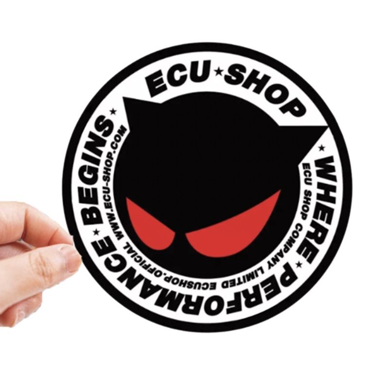 สติกเกอร์ติดรถ ECU SHOP 1 แผ่น สติกเกอร์คำคม สติกเกอร์แต่ง สติกเกอร์คำกวน สติ๊กเกอร์แต่งมอเตอร์ไซค์ ส่งฟรี