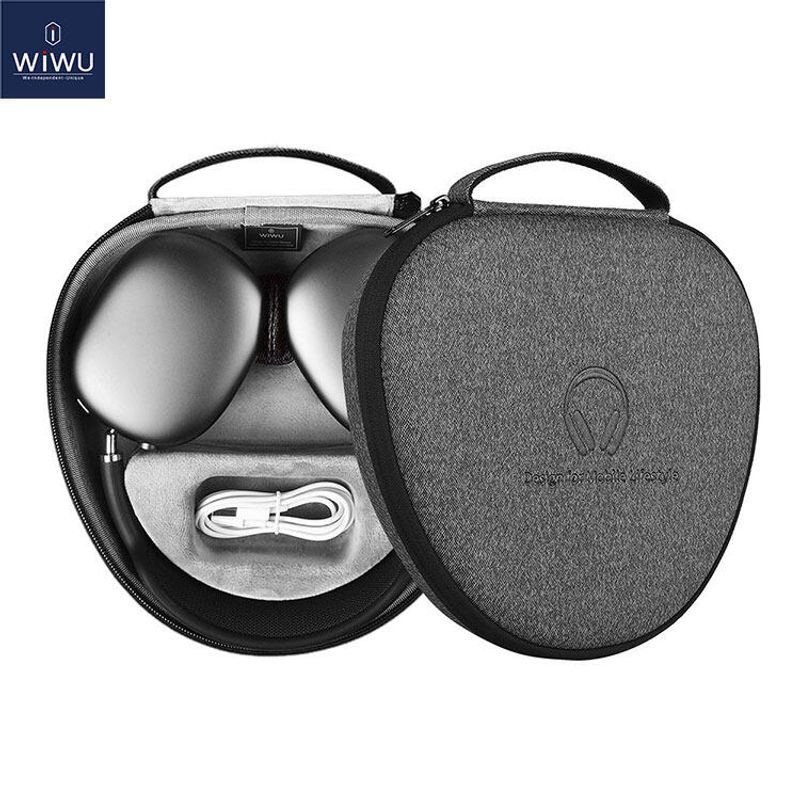 WIWU UltraShellสมาร์ทสำหรับAirPod Pro Maxหูฟังทำให้หูฟังเป็นโหมดสลีปทันทีเปลี่ยนเปลือกแข็งปกป้องกระเป๋าถือเดินทางพร้อมที่เก็บสายไฟ