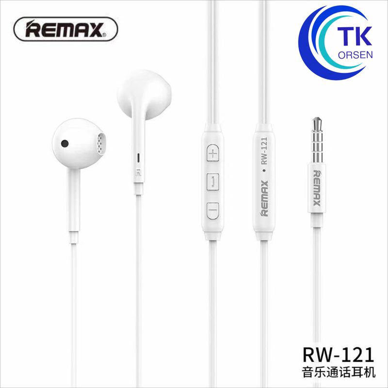 REMAX RW-121 เสียงดี หูฟังเพลง+คุยโทรศัพท์  FOR MUSIC&CALL หูฟังรุ่นใหม่ล่าสุด ยาว1.2เมตร มีไมค์คุยโทรศัพท์ ได้ ของแท้