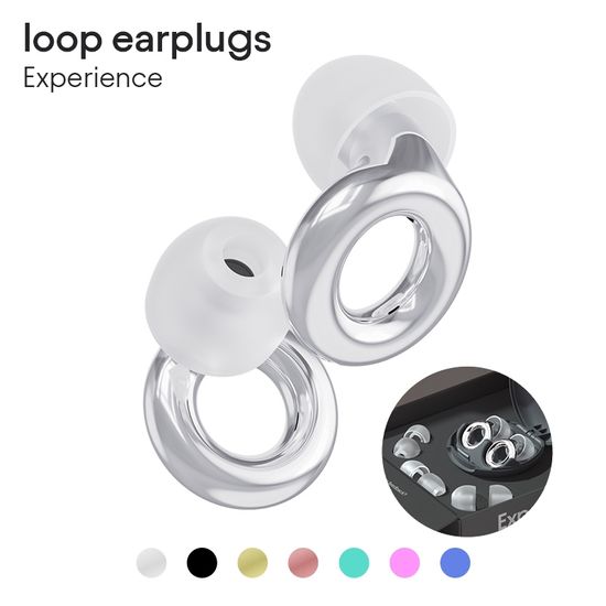 Loop Experience - ที่อุดหูลดเสียงรบกวน (-18dB) สําหรับ Focus, Parents, Travel, Concerts & Motorcycling - ใช้ซ้ําได้, การป้องกันการได้ยินที่มีความเที่ยงตรงสูงพร้อมการออกแบบที่มีสไตล์ - 4 ขนาด (XS