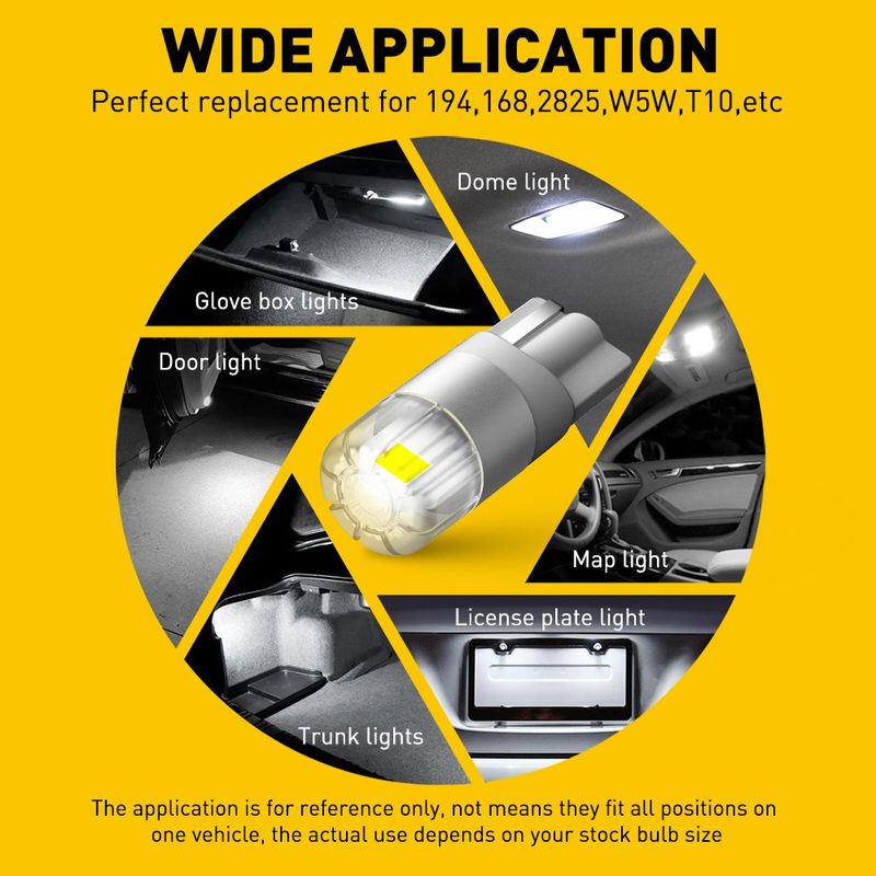 Auxito หลอดไฟจอดรถยนต์ T10 W5W LED 3030SMD 360 องศา ไม่มีข้อผิดพลาด 2 ชิ้น