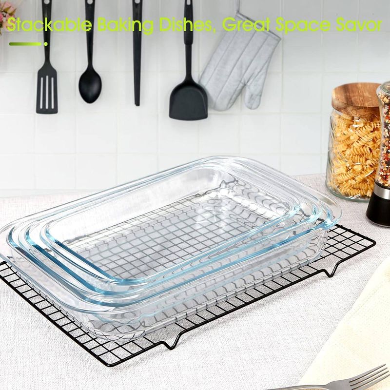 ถาดอบแก้ว ถาดอบอาหาร แก้ว ไมโครเวฟได้สามารถ เข้าเตาอบได้‼️Glass Baking Dishes set-4pcs 1L/1.5L/2L/3.5L