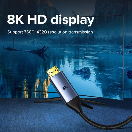 Llano อะแดปเตอร์แปลงสายเคเบิ้ล 8K Type C To Hdmi ยาว 2 เมตรสําหรับ Macbook Projector Phone