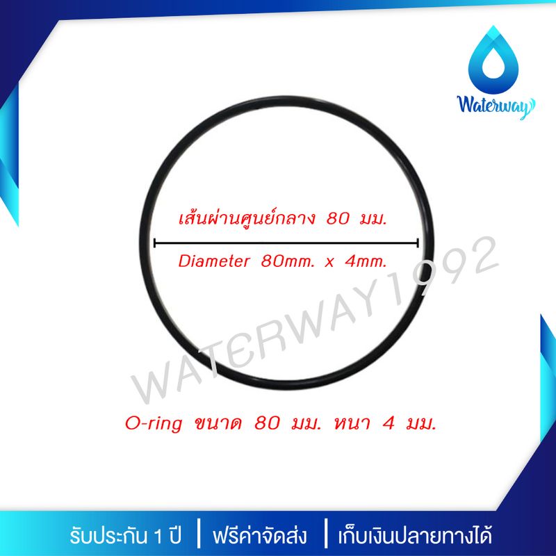 WATERWAY ยางโอริง ยางกันซึม O-ring Oring สีดำ คุณภาพสูง กันรั่วซึมอย่างดี ขนาด 80-85-90-100 มม. หนา 2-4 มม.จำนวน 1 ชิ้น โอริงกันซึมสำหรับกระบอกกรองน้ำทุกชนิด