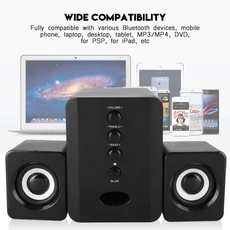 SADA D202 Bluetooth Stereo Speaker ลำโพง สเตอริโอ 2.1 ลำโพง รองรับการเชื่อมต่อทั้ง Bluetooth และ Jack 3.5 mm ลำโพง ลำโพงบลูทธ ลำโพงไร้สาย