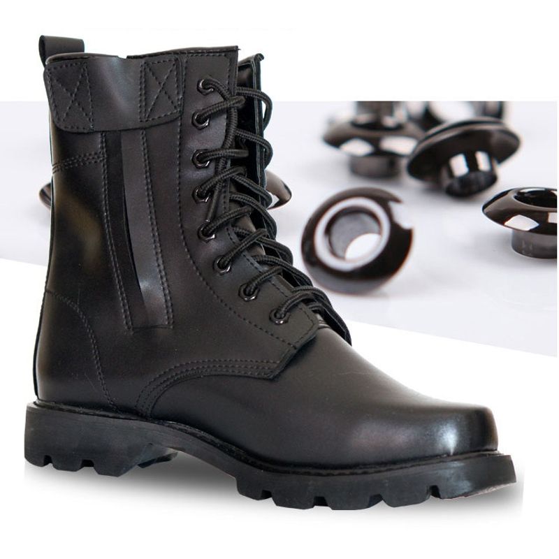 Men Military Boots Solid Lace Up Tactical Boots รองเท้าคอมแบท ซิป หนัง รุ่นหัวเหล็ก รองเท้าทหาร