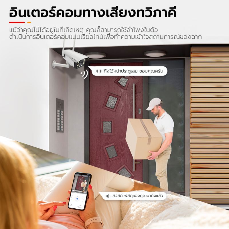 ซื้อ 1แถม1 FOFO กล้องวงจรปิดไร้สาย Camera HD 8.0 ล้านพิกเซล กล้องเชื่อมต่อไวไฟ2.4G กันน้ำ มีไมโครโฟนและลำโพง แพ็คคู่สุดคุ้ม