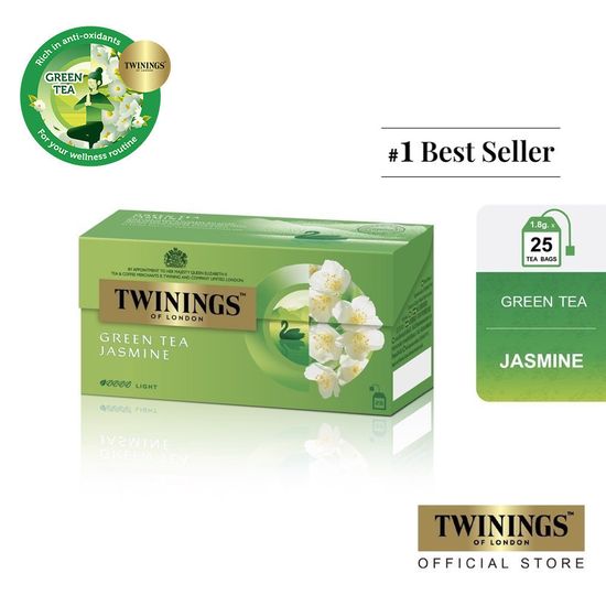 ทไวนิงส์ ชาเขียว จัสมิน กรีนที ชนิดซอง 1.8 กรัม แพ็ค 25 ซอง Twinings Jasmine Green Tea 1.8 g. Pack 25 Tea Bags