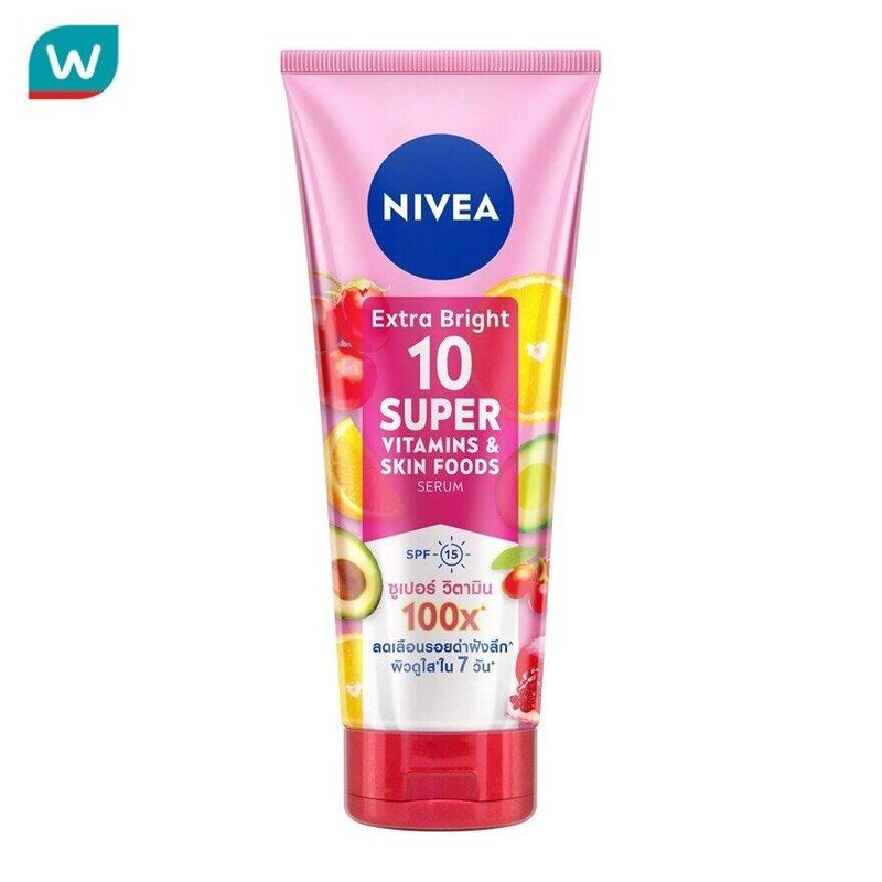 Nivea นีเวีย เอ็กซ์ตร้า ไบรท์ 10 ซูเปอร์ วิตามิน แอนด์ สกิน ฟู้ด เซรั่ม SPF15 320 มล.