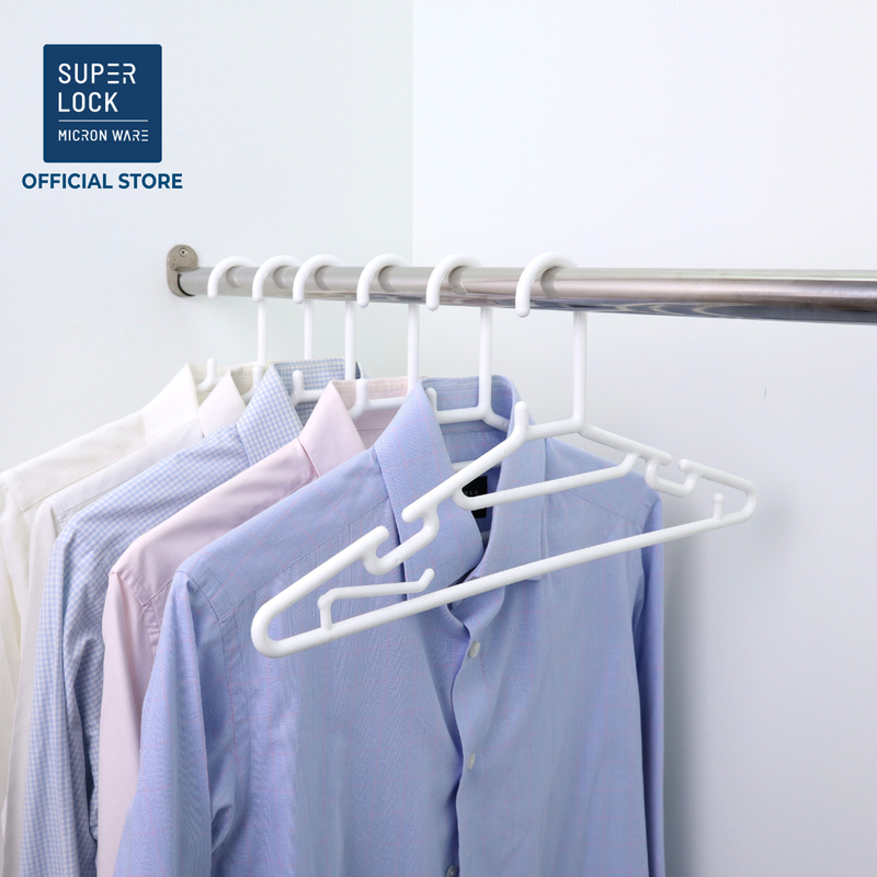 [แพ็ก 24 ชิ้น] Super Lock ไม้แขวนเสื้อ พลาสติก รุ่น 5738 42 ซม. สีขาว พลาสติกหนา แข็งแรงทนทาน ไม้แขวนเสื้อพลาสติก ไม้แขวน ไม้แขวนผ้า ไม้แขวนพลาสติก SuperLock