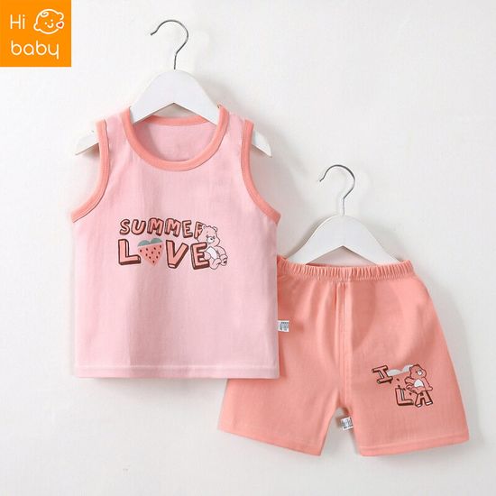 Childrens tank tops childrens tank tops  Childrens Vest Set Cotton Summer 2023 New Boys Girls Sleeveless Clothes Set Baby Clothing Childrens Clothing