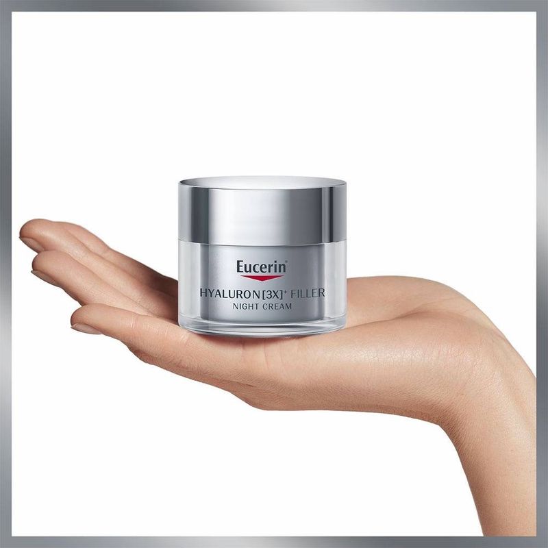 ฝาเงินEucerin HYALURON (3X) FILLER NIGHT CREAM 50ML. (ยูเซอริน ไฮยาลูรอน ครีมบำรุงผิวหน้า ลดเลือนริ้วรอย ยกกระชับ)