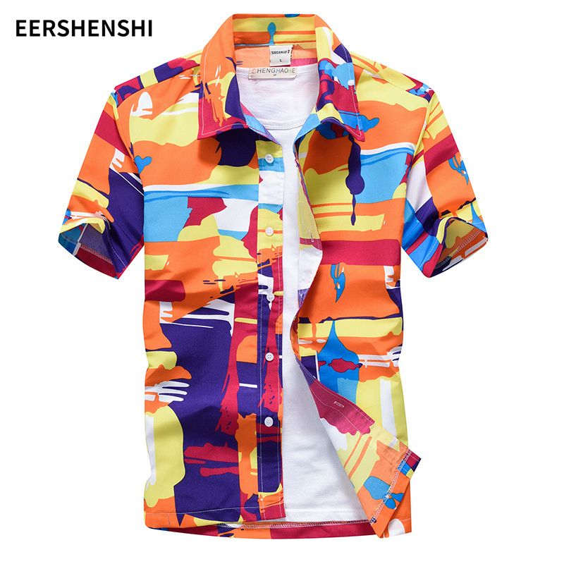 EERSHENSHI เสื้อเชิ้ตลายดอกไม้เสื้อเชิ้ตแฟชั่นผู้ชายเสื้อเชิ้ตผู้ชายเสื้อเชิ้ตพิมพ์ลายชายเสื้อชายหาดเสื้อฮาวายสำหรับผู้ชายเสื้อสงกรานต์อื่