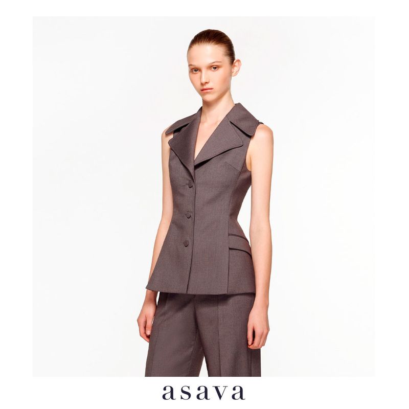 asava:Danica Sleeveless Jacket,Blue,S