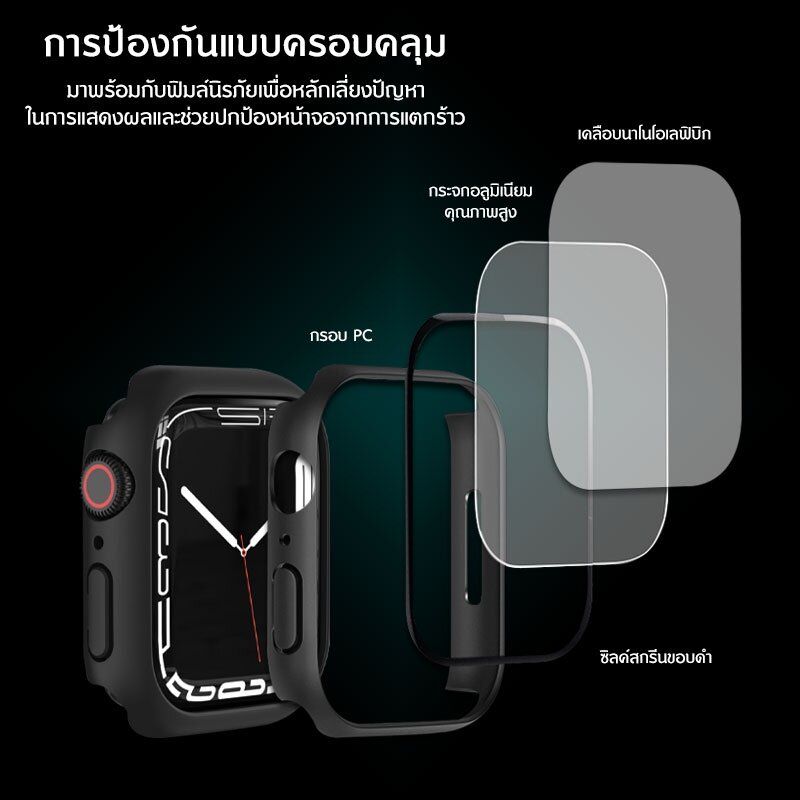 เคสแอปเปิ้ลวอช ซิลิโคนสีเงาใสปิดหน้าจอ ขนาด38/40/41/42/44/45/49mm. ใช้สำหรับApple watch SE/1/2/3/4/5/6/7/8/9🔥4สี มีสินค้าพร้อมส่งจาก