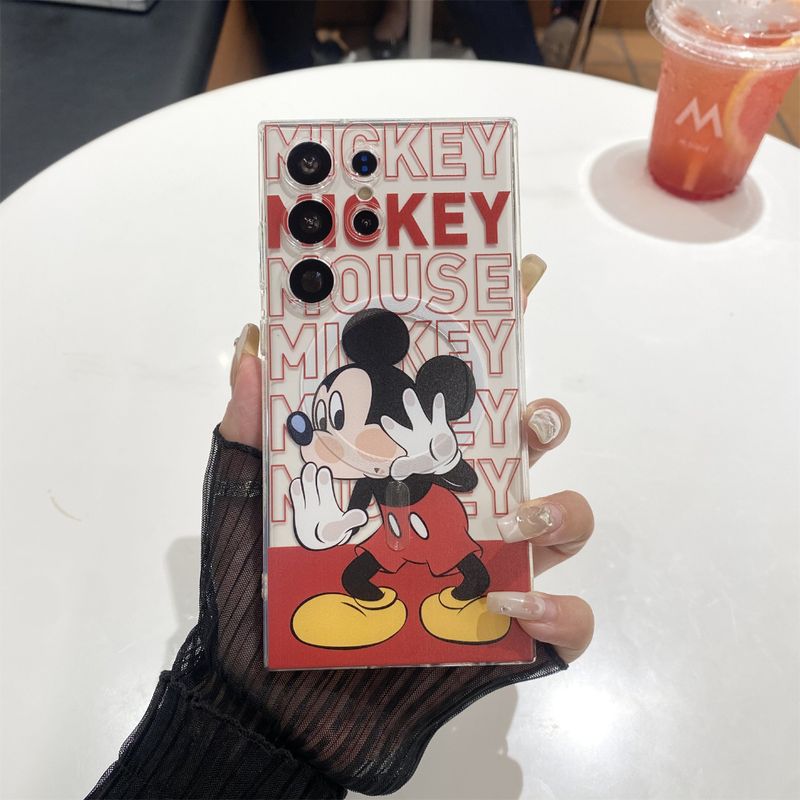 การ์ตูนน่ารัก Mickey Minnie Magnetic วงเล็บ ซองโทรศัพท์ Samsung Galaxy S24 Ultra S24 Plus S24 S23FE S23 Ultra S23 Plus S22Ultra S22Plus S21Ultra S21+ S21FE S20FE Note10Plus Note20Ultra Case เคสโทรศัพท์ใหม่ TPU ซิลิโคนอ่อนนุ่มป้องกันการตก เคสมือถือซัมซุ