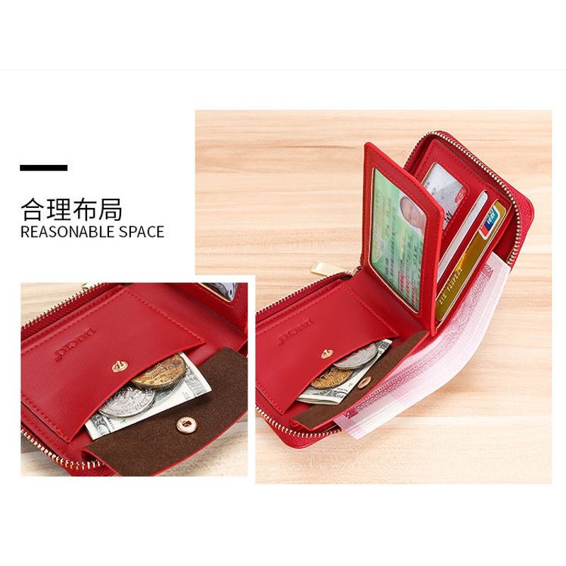 card rfid money wallet women สตางค์หนัง สีแดง ใบเล็ก แบบพับ น่ารัก สตางค์ใบสั้น leather ซิป เกาหลี ใส่เหรียญ กระเป๋าบัตรเครดิต กระเป๋าสตางค์ 3พับ นิ่ม วินเทจ สวยๆ กระเป๋าสตางค์ผู้หญิง