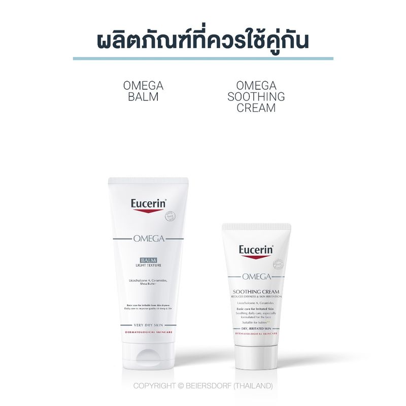 [เซตสุดคุ้ม] Eucerin OMEGA SOOTHING CREAM DOUBLE PACK 50 ML แพ็คคู่ครีมบำรุงผิวหน้า และผิวกาย ดูแลผิวจากผื่นภูมิแพ้