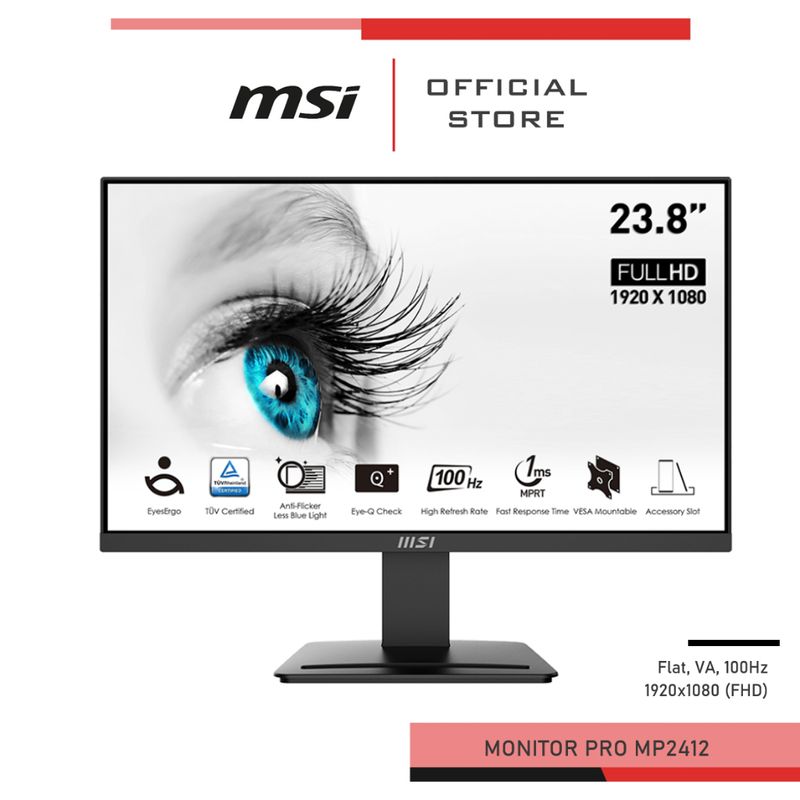 MSI PRO MP2412 Monitor (จอ 23.8นิ้ว FHD,100Hz) จอคอมพิวเตอร์ จอมอนิเตอร์