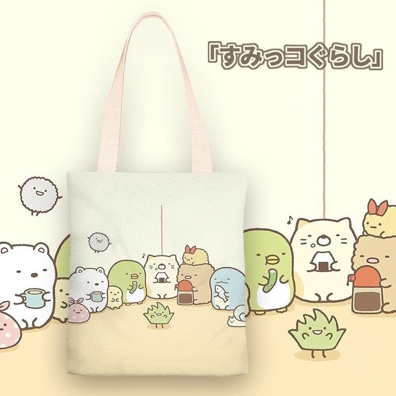 กระเป๋าสะพายไหล่ ผ้าแคนวาส ลายการ์ตูนอนิเมะ Sumikko Gurashi แบบพกพา สําหรับผู้หญิง