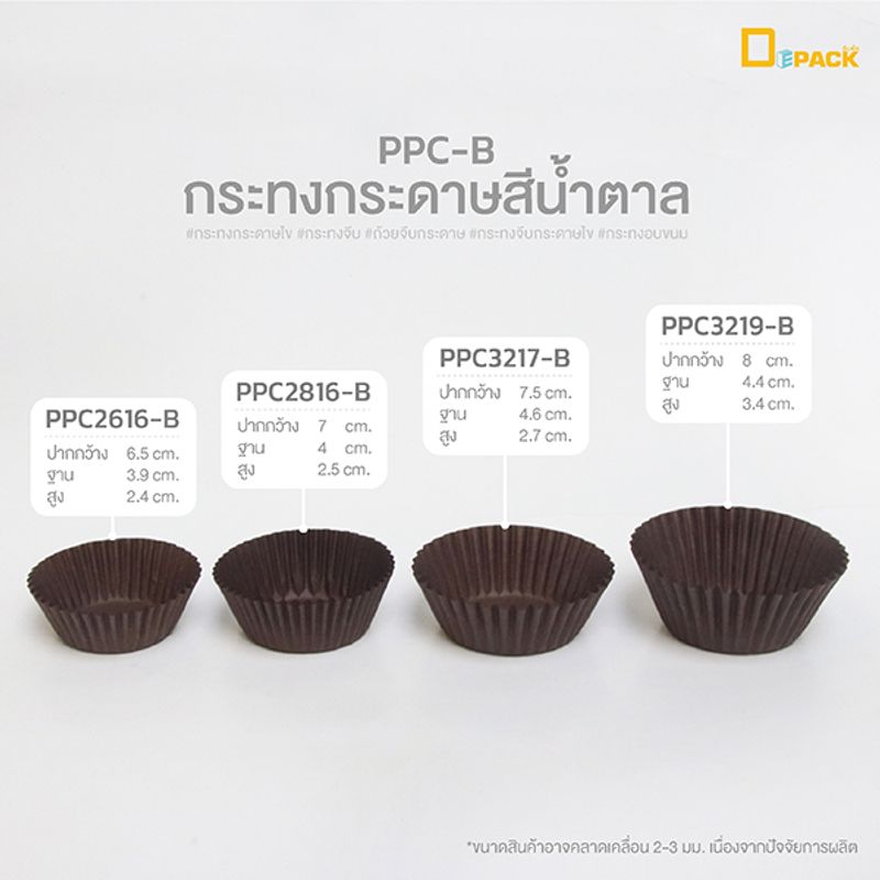 PPC กระทงกระดาษไข(แพ็คละ 800 ใบ) /กระทงกระดาษไข กระทงจีบ ถ้วยกระดาษอบขนม เบอร์ 2616 2816 3217 3219/ depack