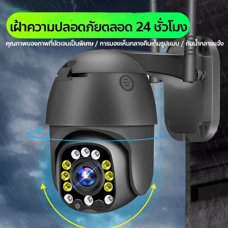 CamHi Outdoor IP Camera 12 Led อกล้องวงจรปิดกลางแจ้ง กล้องวงจรปิด กันน้ำและกันฝุ่น FHD สีเต็มคืนวิสัยทัศน์ บันทึกวิดีโอ PTZความปลอดภัยกล้องอินฟ