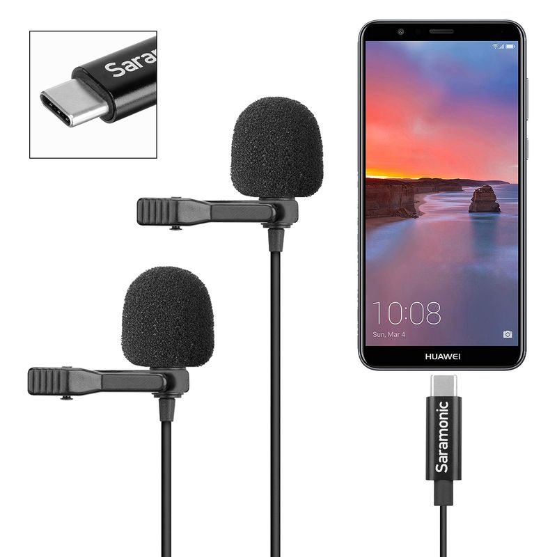 Saramonic ลาโวไมโคร U3ชุดคลิป-บนไมโครโฟนรอบทิศทางที่มีขั้วต่อ Usb Type-C เข้ากันได้สำหรับอุปกรณ์ Android สำหรับการสัมภาษณ์ Vpackaging