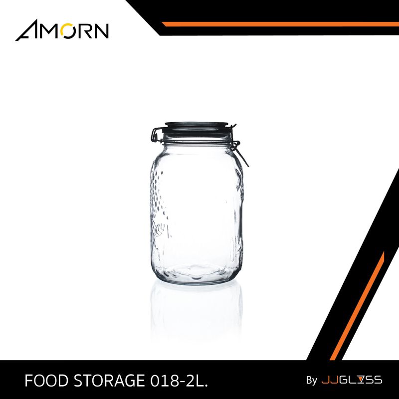 JJGLASS - (AMORN) FOOD STORAGE 018  - โหลแก้วฝาสปริง สำหรับใส่ขนม ของแห้ง อาหารแห้ง เครื่องเทศ ในครัวเรือน ขนาด 1 ลิตร 1.5 ลิตร และ 2 ลิตร