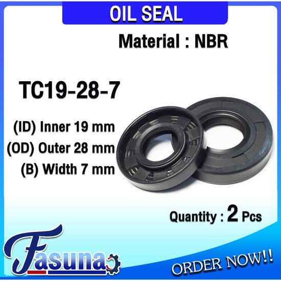 ออยซีล Oil seal TC19-28-7 ออยซีล Oil Seal ซีลยาง TC ซีลกันน้ำมัน ( NBR ) รูใน 19 โตนอก 28 หนา 7 มิล TC19x28x7 มิล