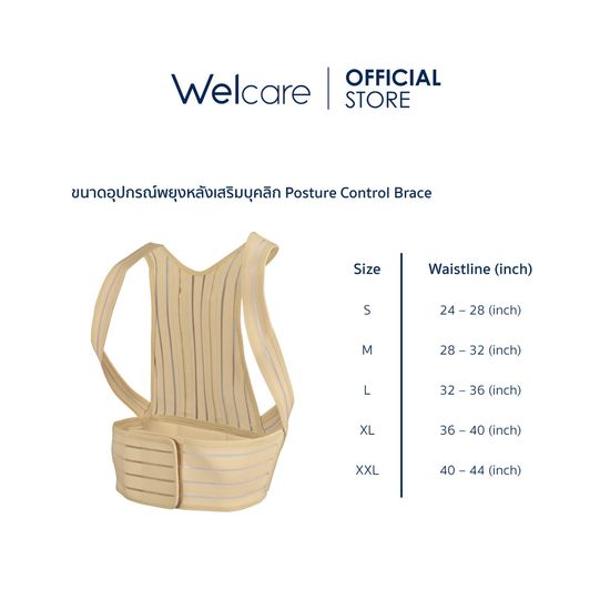 [Flagship Store]Welcare แผ่นพยุง/อุปกรณ์เสริมบุคคลิกภาพ Posture Control Brace ไซส์ S, M, L, XL และ XXL